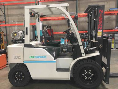 Used 2018 NISSAN PF80YLP Forklift – LPG Pneumatic, 8000 lb Capacity, 90” Mast, 3878 Hours – $36500.00 – Phoenix - Thumbnail 2