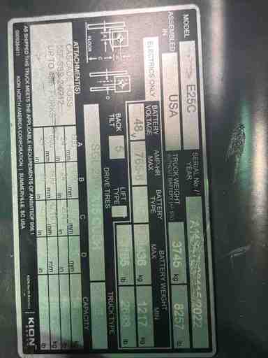 Used 2022 LINDE E25C_1347-FT Forklift – Electric Sit Down 4 Wheel, 5000 lb Capacity, 91” Mast, 1776 Hours – $57500.00 – Anaheim - Thumbnail 4