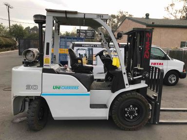 Used 2020 NISSAN PF90YLP Forklift – LPG Pneumatic, 9000 lb Capacity, 84.4” Mast, 3480 Hours – $44500.00 – Hawaii, Waipahu - Thumbnail 1