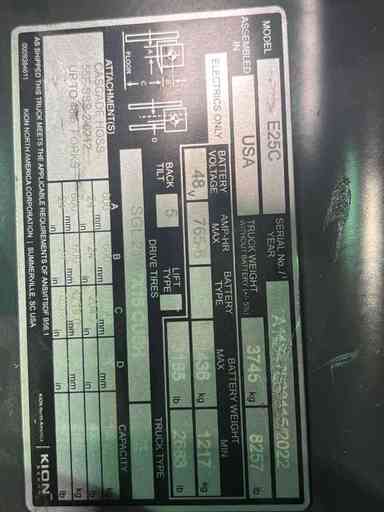 Used 2022 LINDE E25C_1347-FT Forklift – Electric Sit Down 4 Wheel, 5000 lb Capacity, 91” Mast, 1672 Hours – $57500.00 – Anaheim - Thumbnail 4
