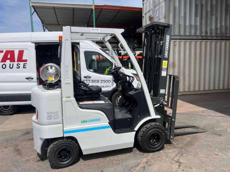NISSAN AF50LP LPG Pneumatic forklift, 5000 capacity, 203 lift height. Serial AU1F2-9A00713, Year 2024.