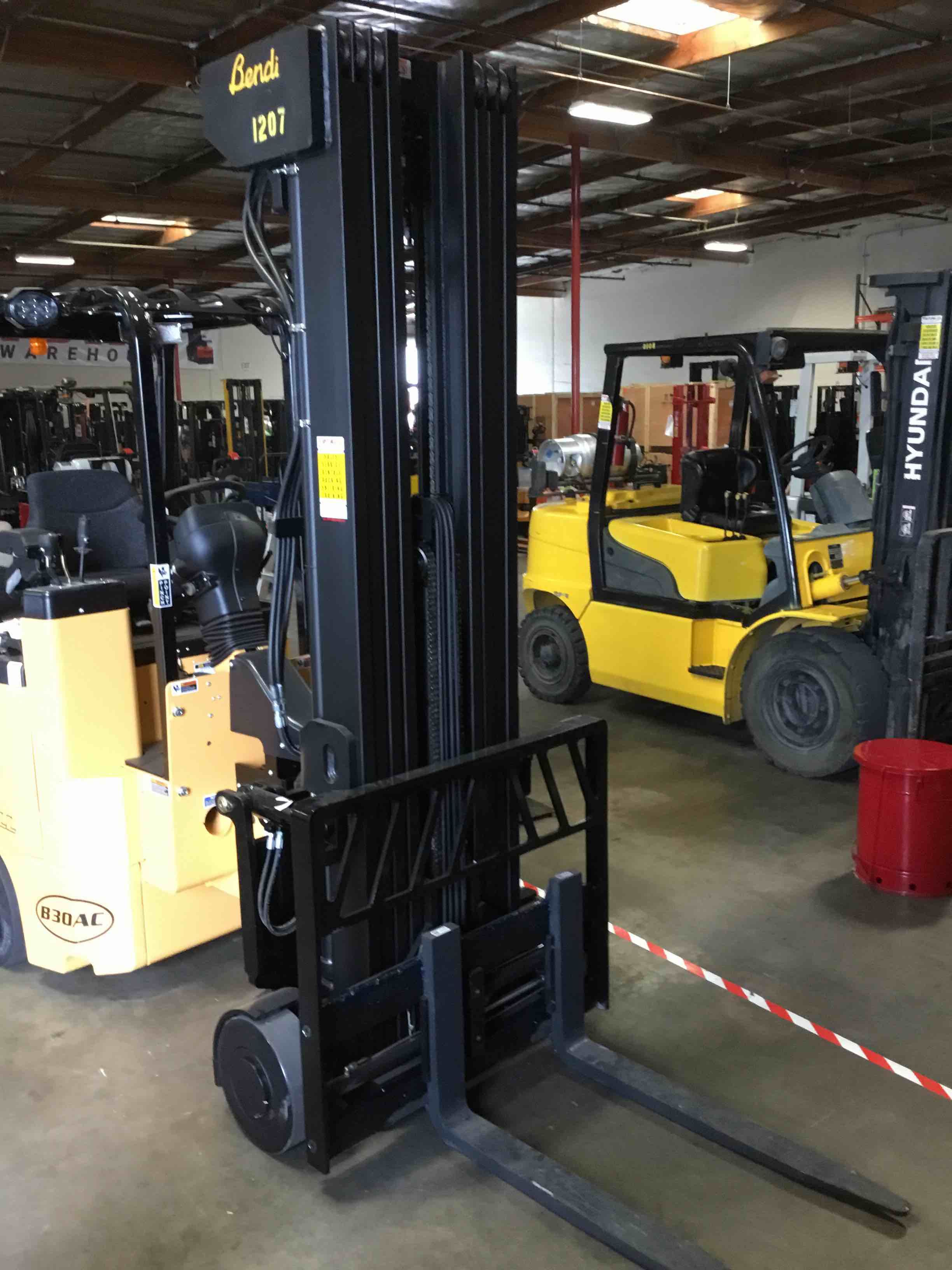 BENDI B30AC VNA forklift, 3000 capacity, 312 lift height. Serial 1807B-11207, Year 2020.