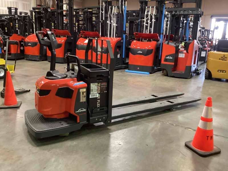LINDE EWR30_1101-02-27X96 Double Rider Jack forklift, 6000 capacity, 7.75 lift height. Serial A11101L00145, Year 2022.