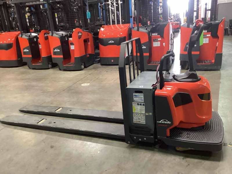 LINDE EWR30_1101-02-27X96-PS Double Rider Jack forklift, 6000 capacity, 7.75 lift height. Serial A11101L00228, Year 2022.