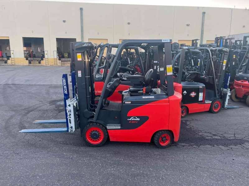 LINDE E32CL_1347-FT Electric Sit Down 4 Wheel forklift, 6500 capacity, 186 lift height. Serial A11347L00048, Year 2022.