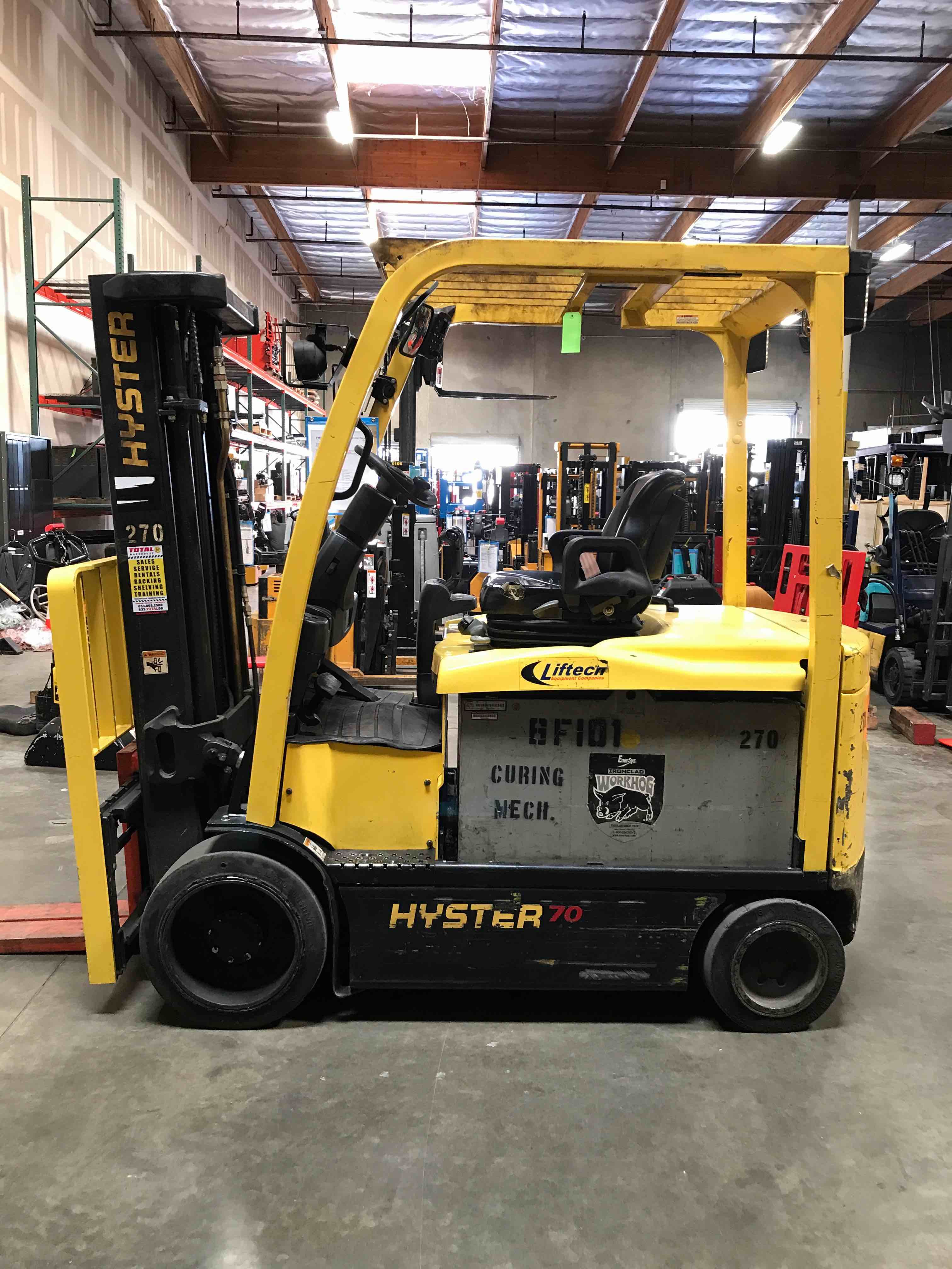 HYSTER E70XN Electric Sit Down 4 Wheel forklift, 7000 capacity, 181 lift height. Serial A268N06758J, Year 2011.