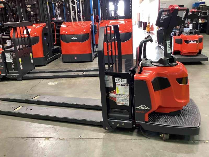 LINDE EWR30_1101-02-27X96-PS Double Rider Jack forklift, 6000 capacity, 7.75 lift height. Serial A11101L00237, Year 2022.