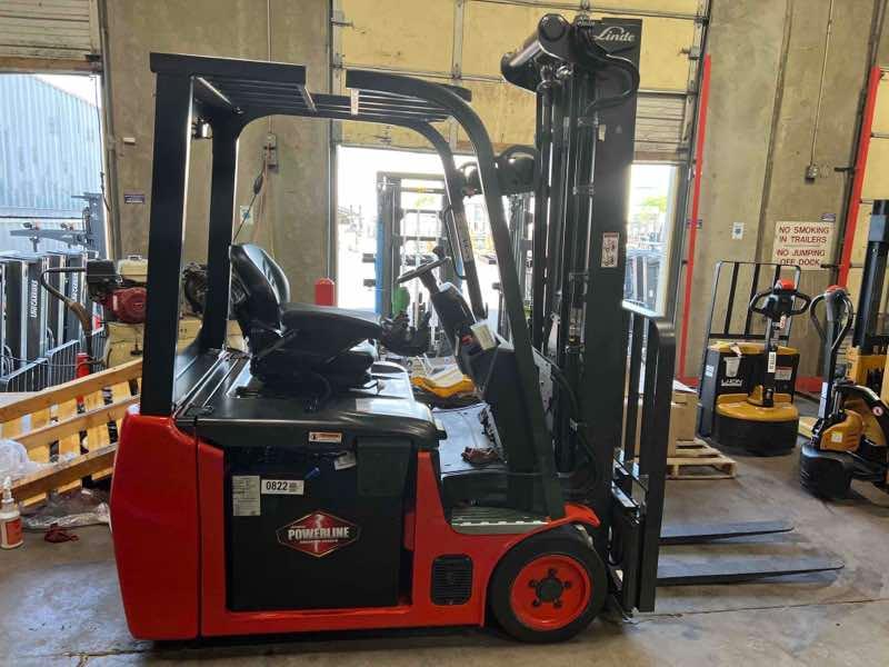 LINDE E18_346-20 Electric Sit Down 3 Wheel forklift, 3500 capacity, 209 lift height. Serial A1Y346L00337, Year 2022.