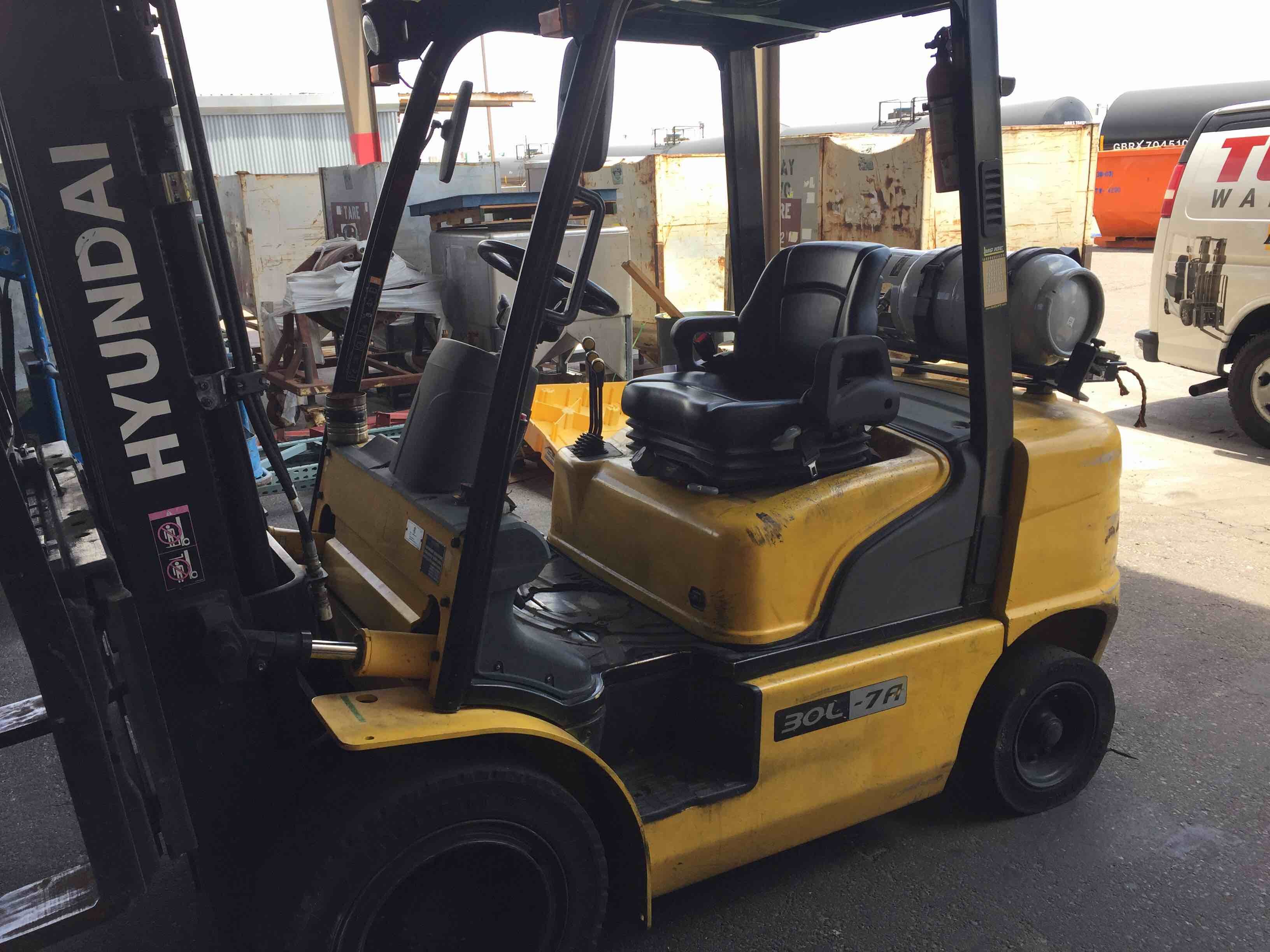 Main Image Used 2017 HYUNDAI 30L-7A Forklift – LPG Pneumatic, 6000 lb Capacity, 83” Mast, 9336 Hours – $17500.00 – Phoenix – View 3