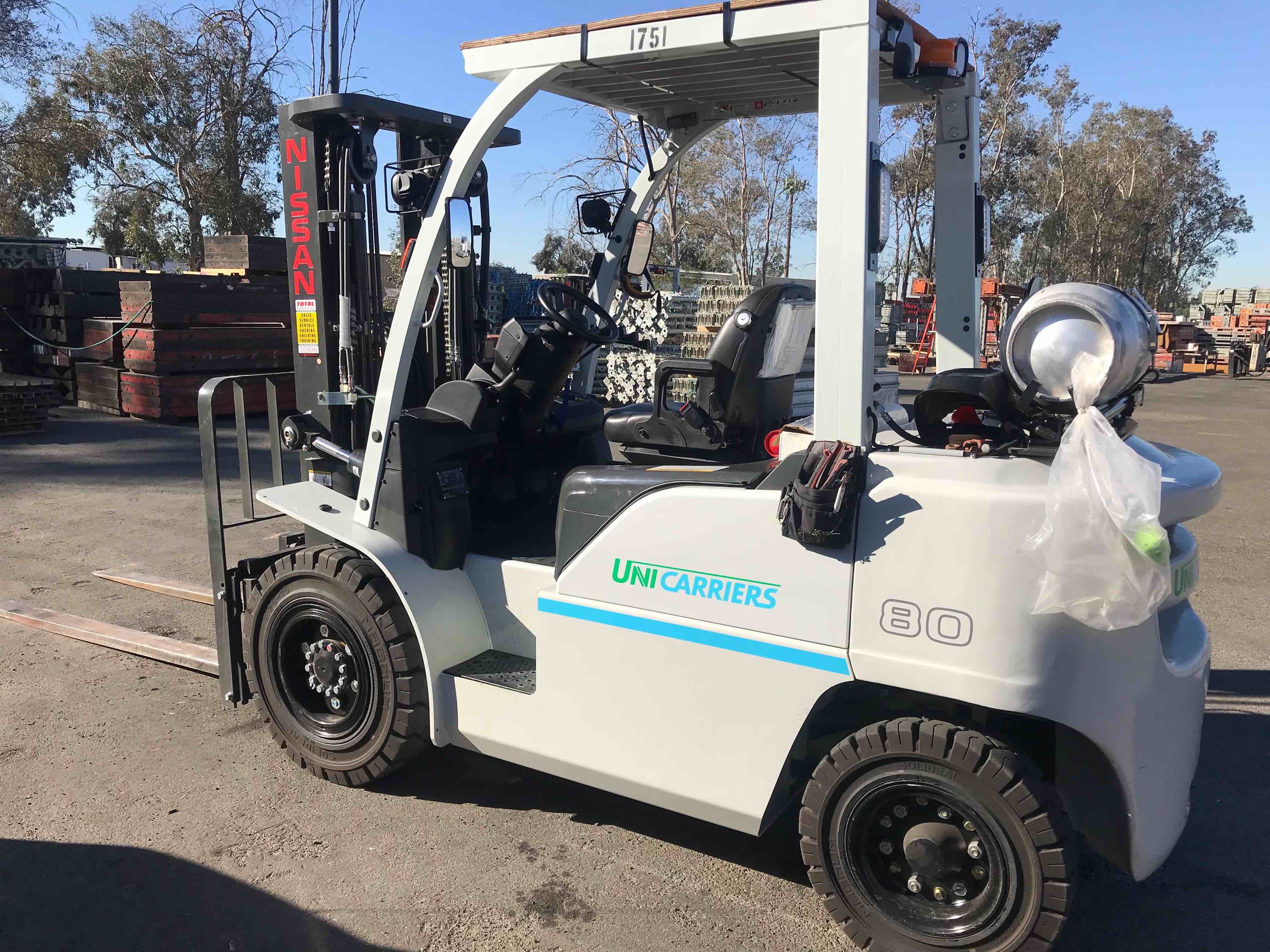Used 2018 NISSAN PF80YLP Forklift – LPG Pneumatic, 8000 lb Capacity, 90” Mast, 3878 Hours – $36500.00 – Phoenix  – View 3