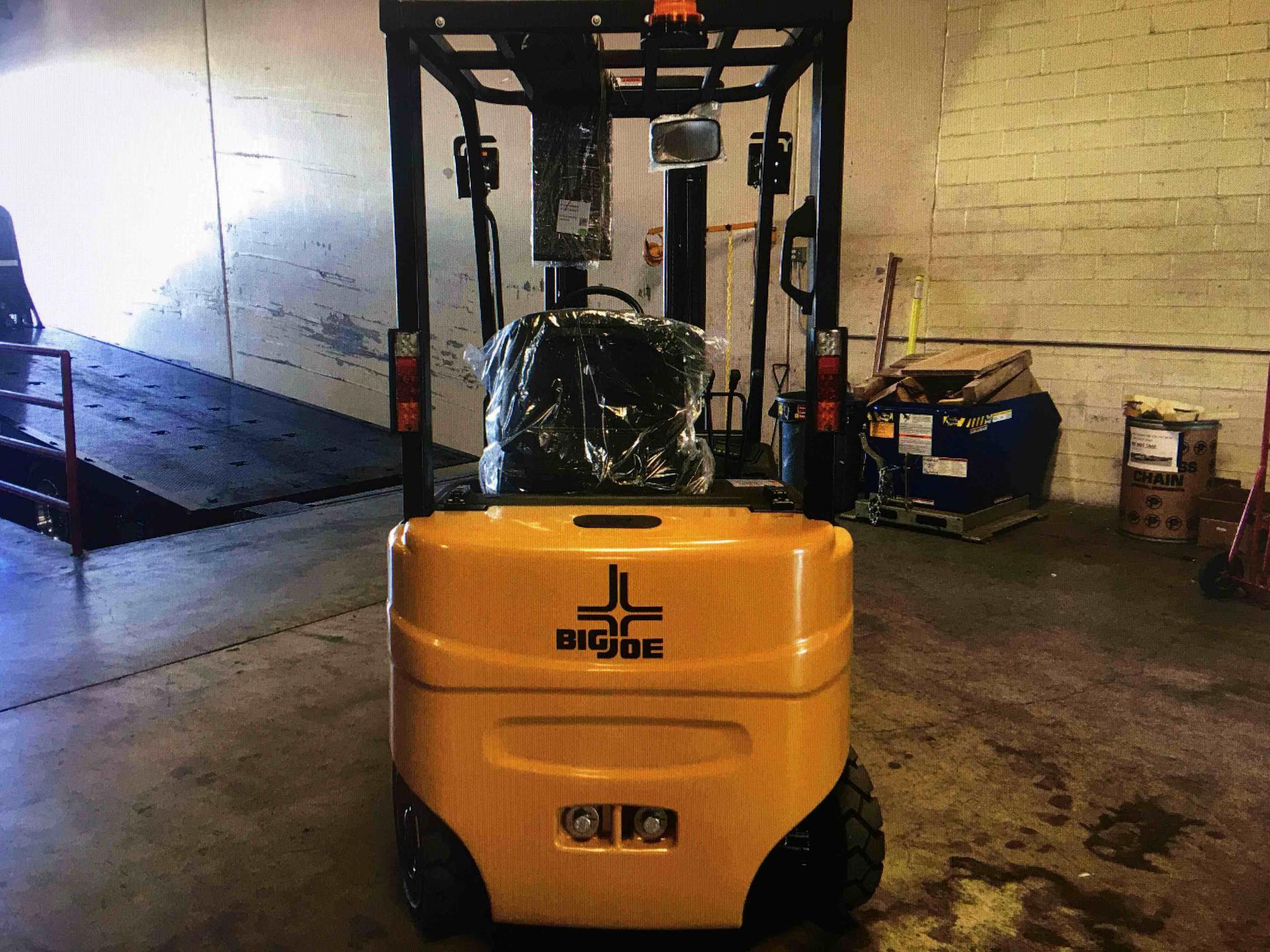 BIG JOE LXE-44 Electric Sit Down 4 Wheel forklift, 4400 capacity, 197 lift height. Serial 2281800255, Year 2019.