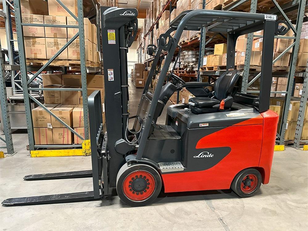 LINDE E30C_1347-FT Electric Sit Down 4 Wheel forklift, 6000 capacity, 192 lift height. Serial A11347M00425, Year 2024.