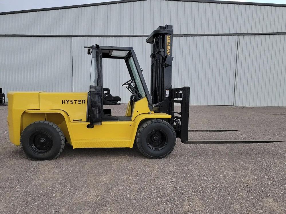 HYSTER H155XL2 Diesel Pneumatic forklift, 15000 capacity, 173 lift height. Serial G006V04538D, Year 1985.