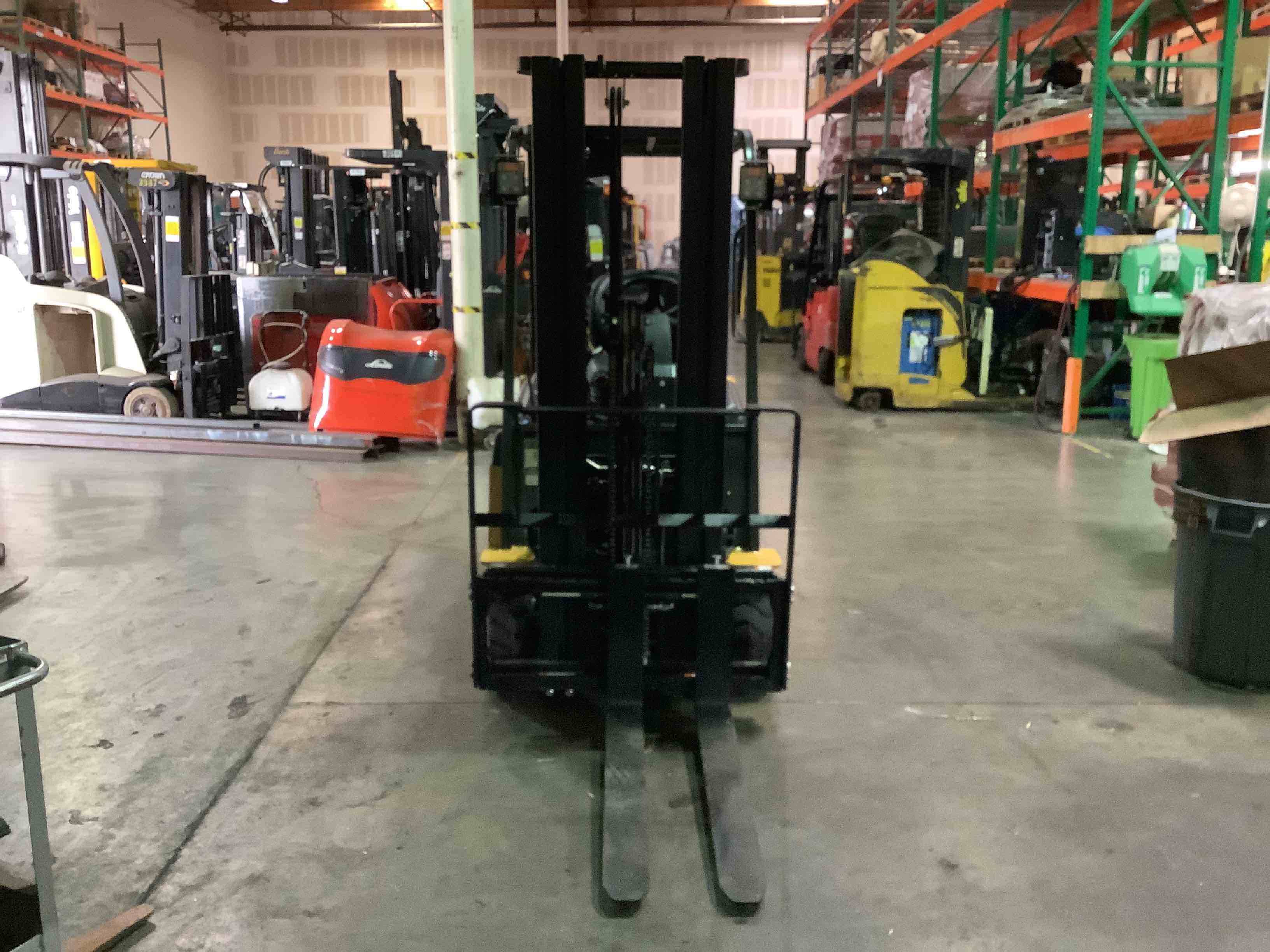 BIG JOE LXE-44 Electric Sit Down 4 Wheel forklift, 4400 capacity, 197 lift height. Serial 2301600800, Year 2021-E.