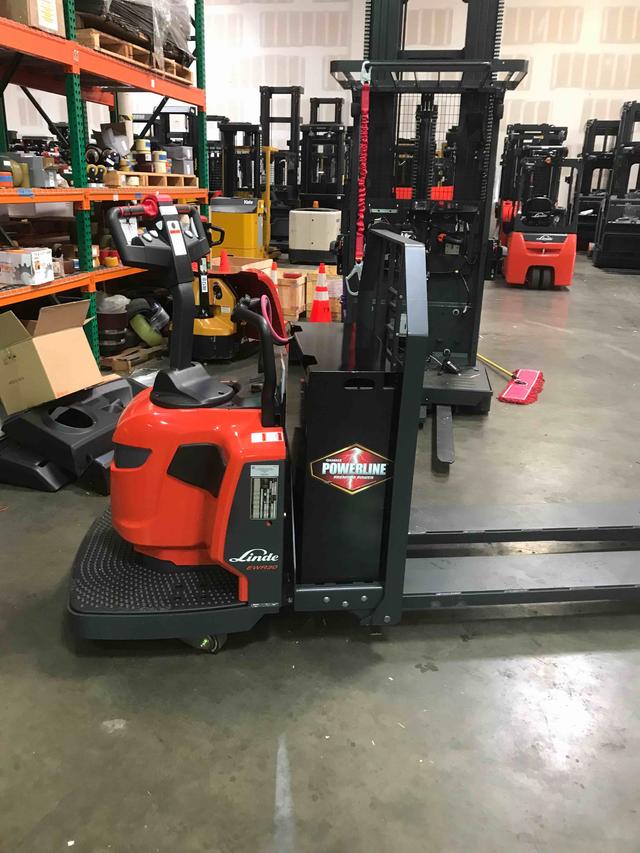 LINDE EWR30_1101-02-27X96 Double Rider Jack forklift, 6000 capacity, 7.75 lift height. Serial A11101Y00144, Year 2021.