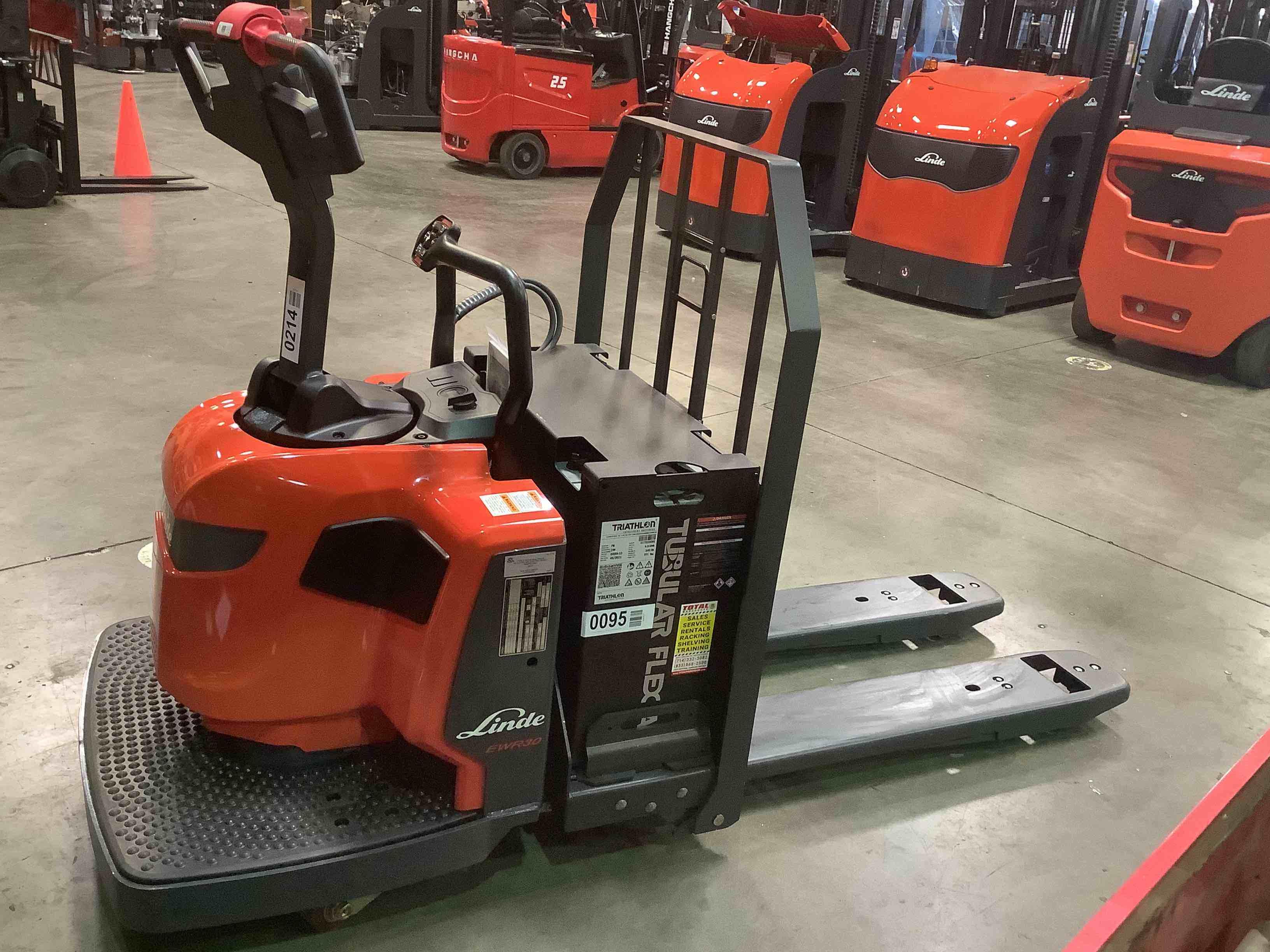 Main Image Used 2021 LINDE EWR30_1101-02-27X48 Forklift – Rider Jack, 6000 lb Capacity, 3” Mast, 2377.4 Hours – $8800.00 – Anaheim – View 1