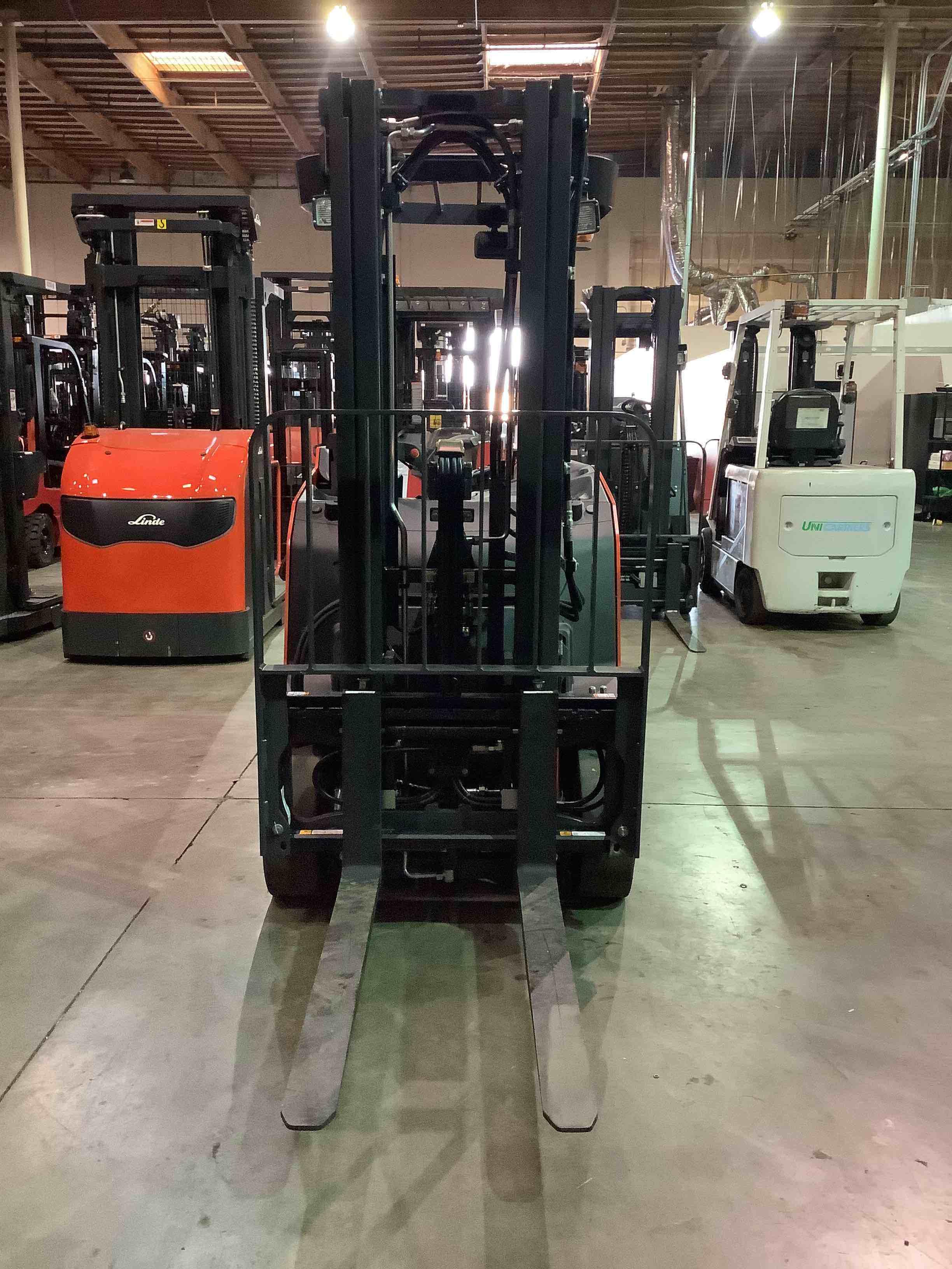Main Image Used 2021 LINDE E18S_1346-20 Forklift – Electric Stand Up Counterbalance, 3500 lb Capacity, 88” Mast, 3464 Hours – $27900.00 – Anaheim – View 1