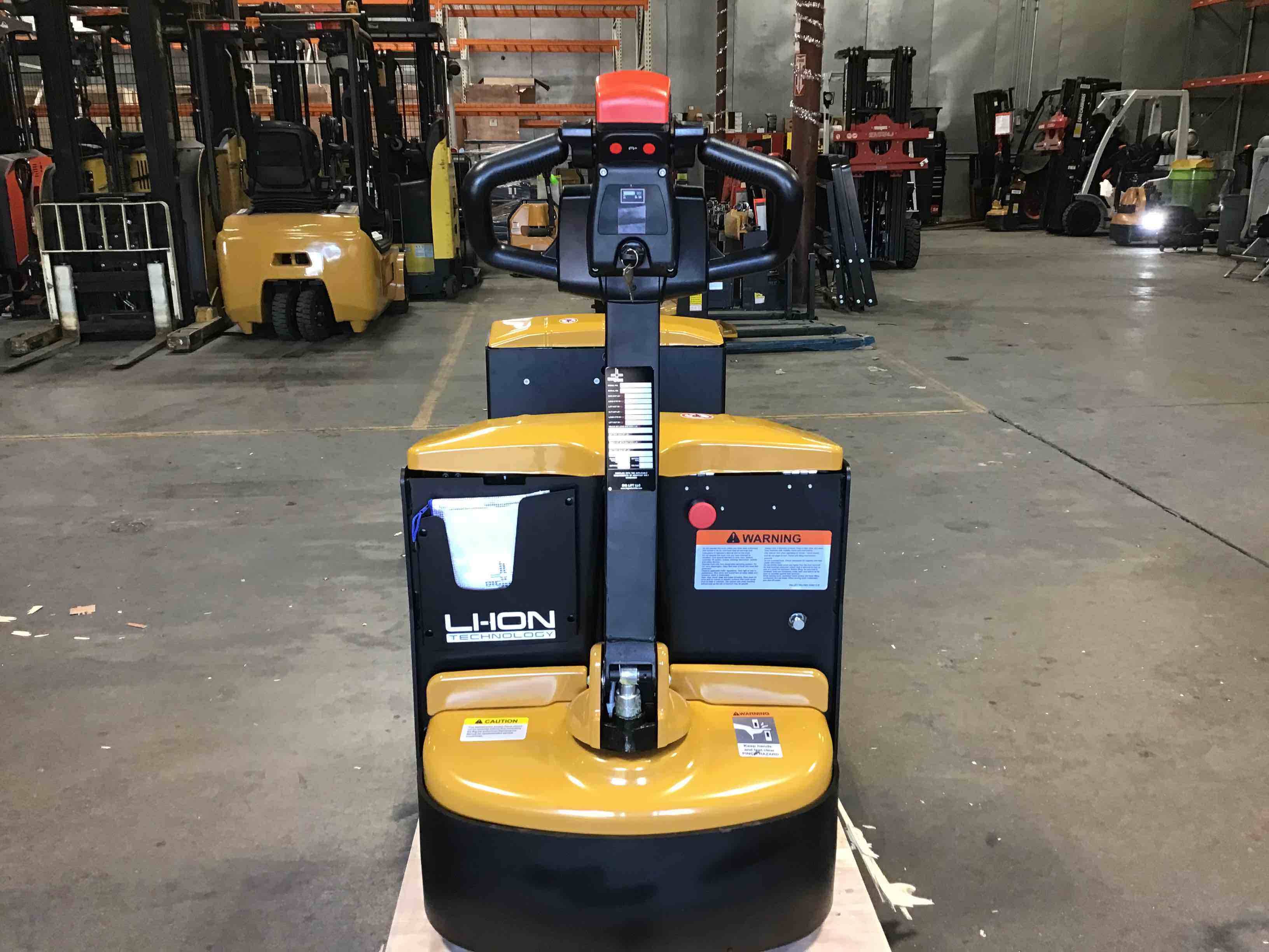 BIG JOE LPT-44 27X48 Electric Pallet Jack (Lithium) forklift, 4500 capacity, 7.75 lift height. Serial 3301702568, Year 2021.