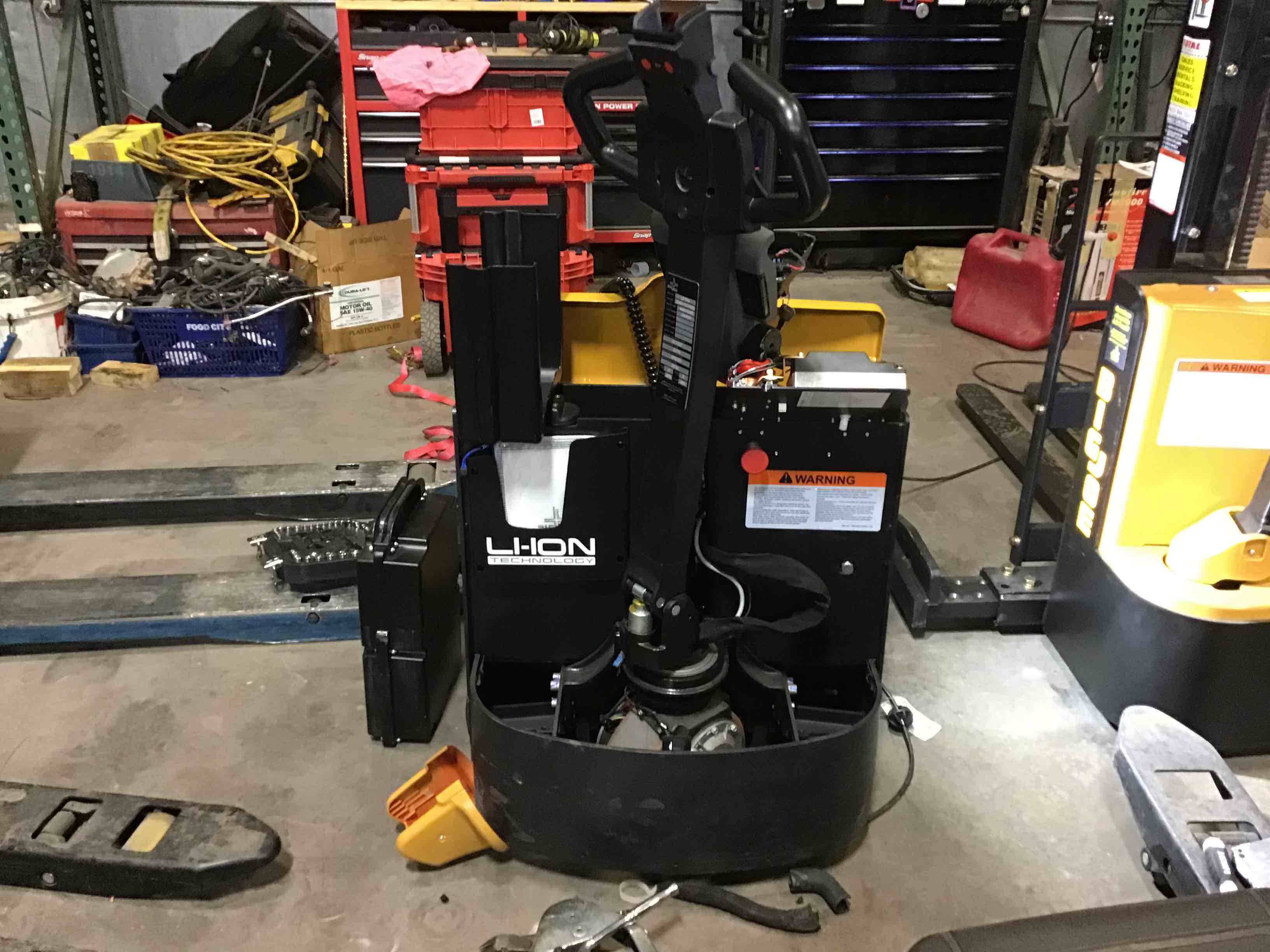 BIG JOE LPT-44 27X48 Electric Pallet Jack (Lithium) forklift, 4500 capacity, 7.75 lift height. Serial 3301701590, Year 2021.