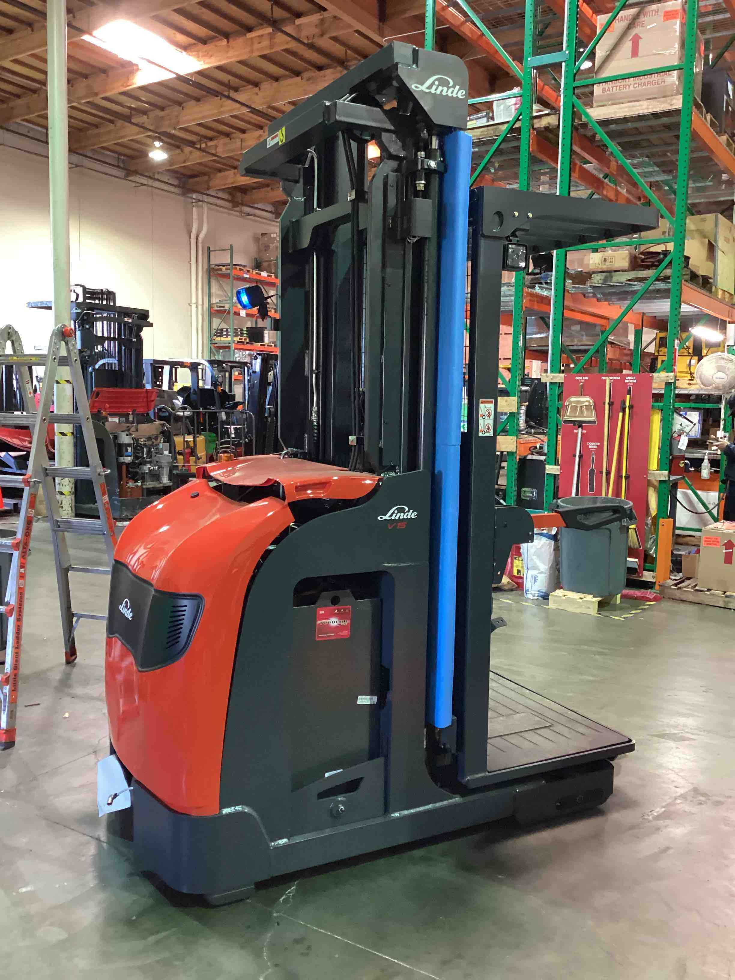 Main Image Used 2021 LINDE V15P_5215-WG Forklift – Electric Order Picker, 3000 lb Capacity, 107” Mast, 1376.3 Hours – $34500.00 – Anaheim – View 2