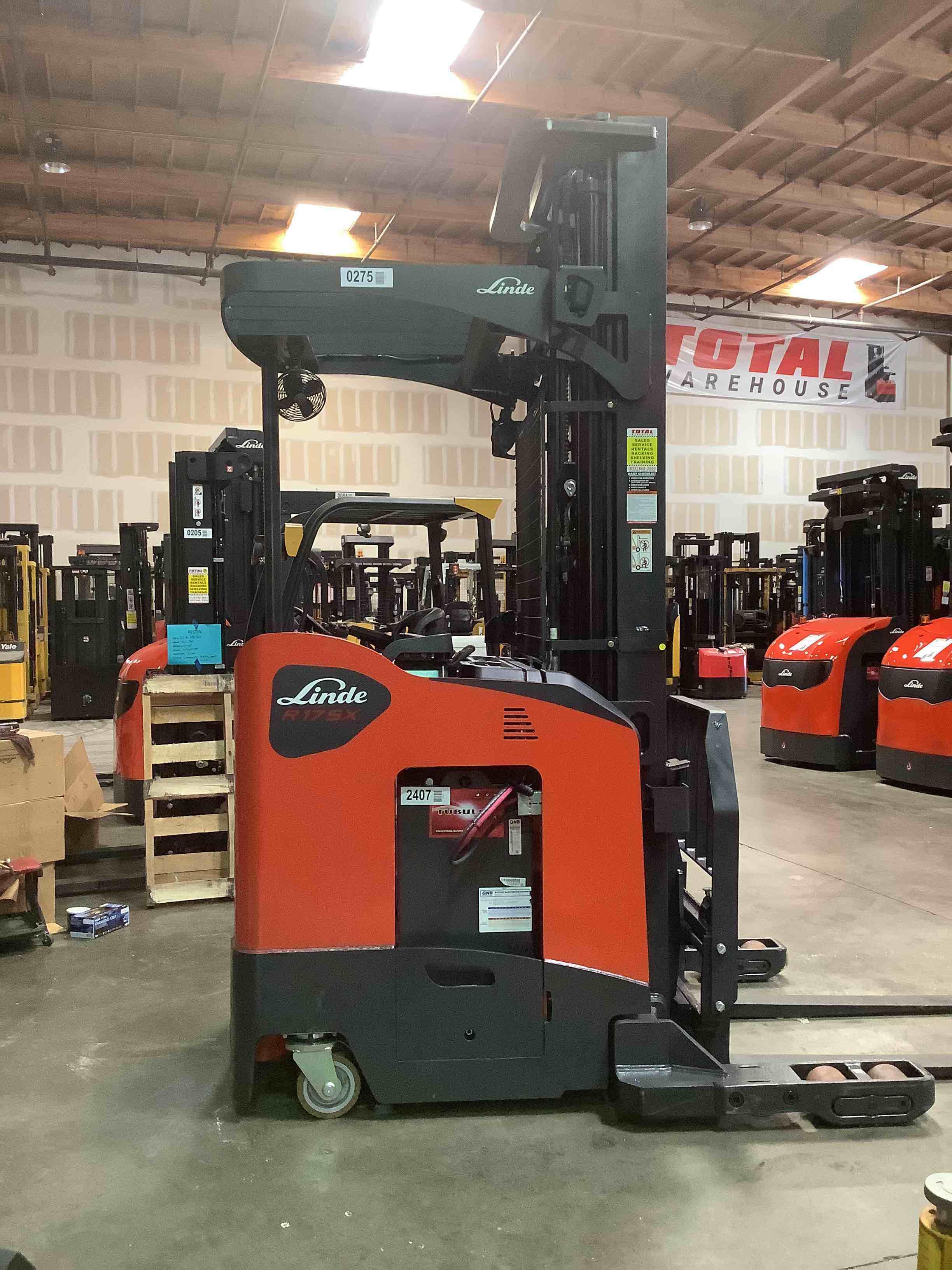 Main Image Used 2021 LINDE R17SX_5195 Forklift – Stand Up Reach, 3500 lb Capacity, 113” Mast, 3397.7 Hours – $28500.00 – Anaheim – View 2