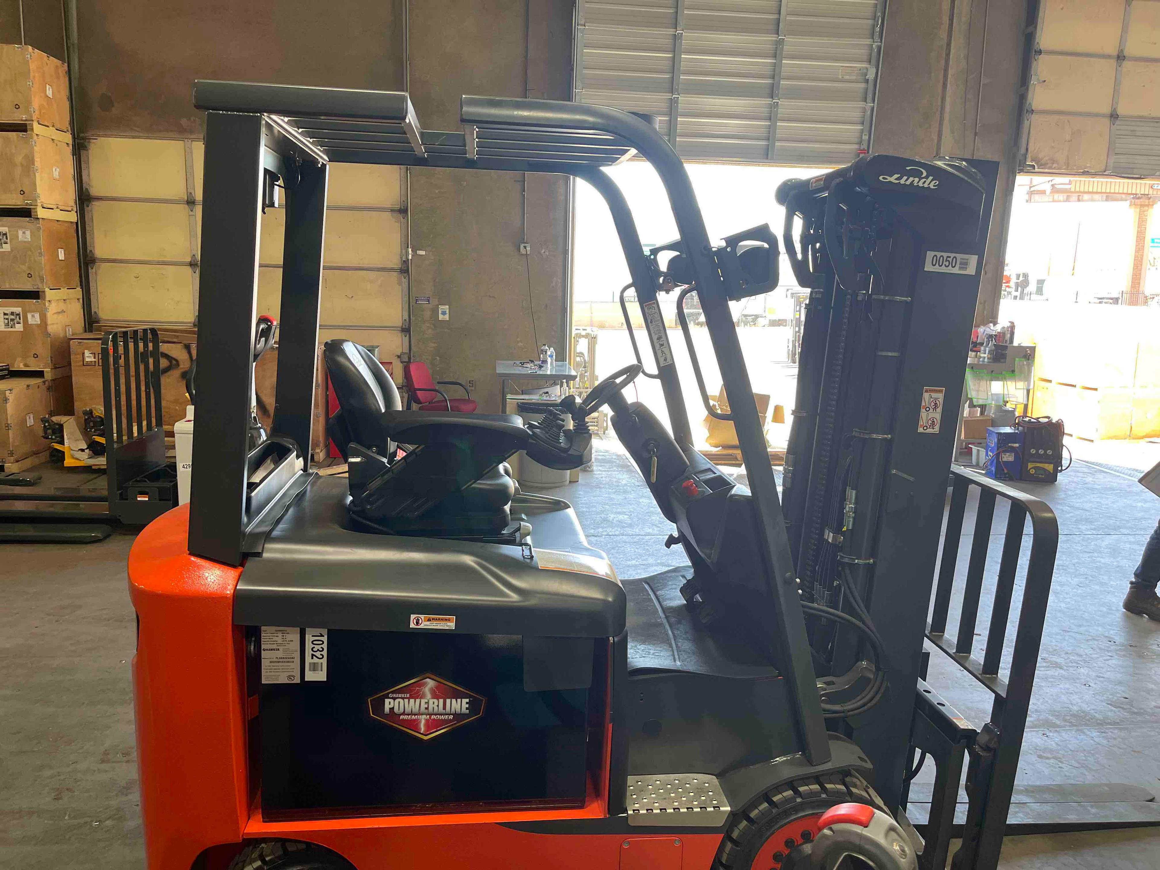 Main Image Used 2022 LINDE E32CL_1347-FT Forklift – Electric Sit Down 4 Wheel, 6500 lb Capacity, 86” Mast, 4492 Hours – $38400.00 – Anaheim – View 1