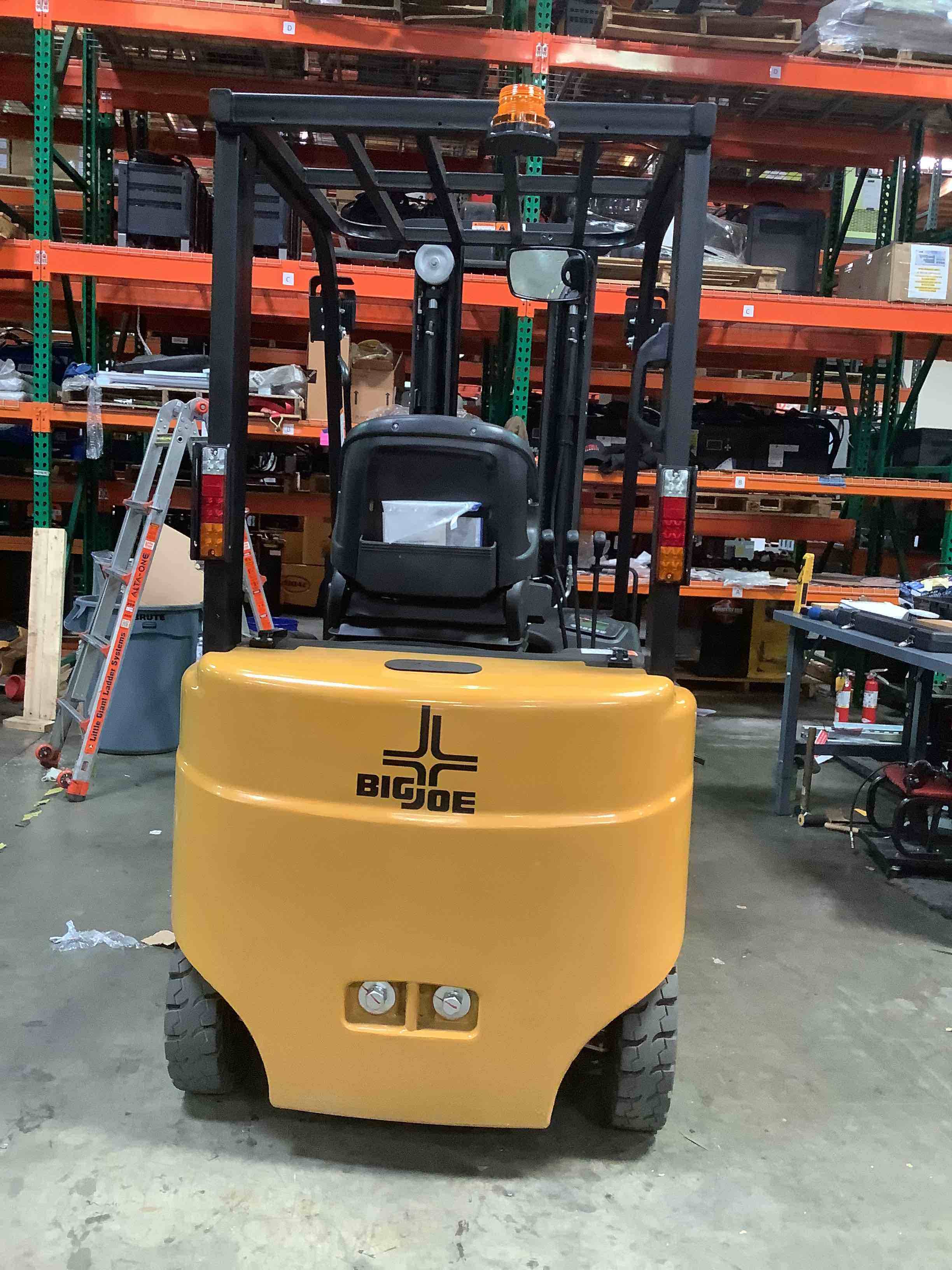 BIG JOE LXE-44 Electric Sit Down 4 Wheel forklift, 4400 capacity, 197 lift height. Serial 2311100361, Year 2022.