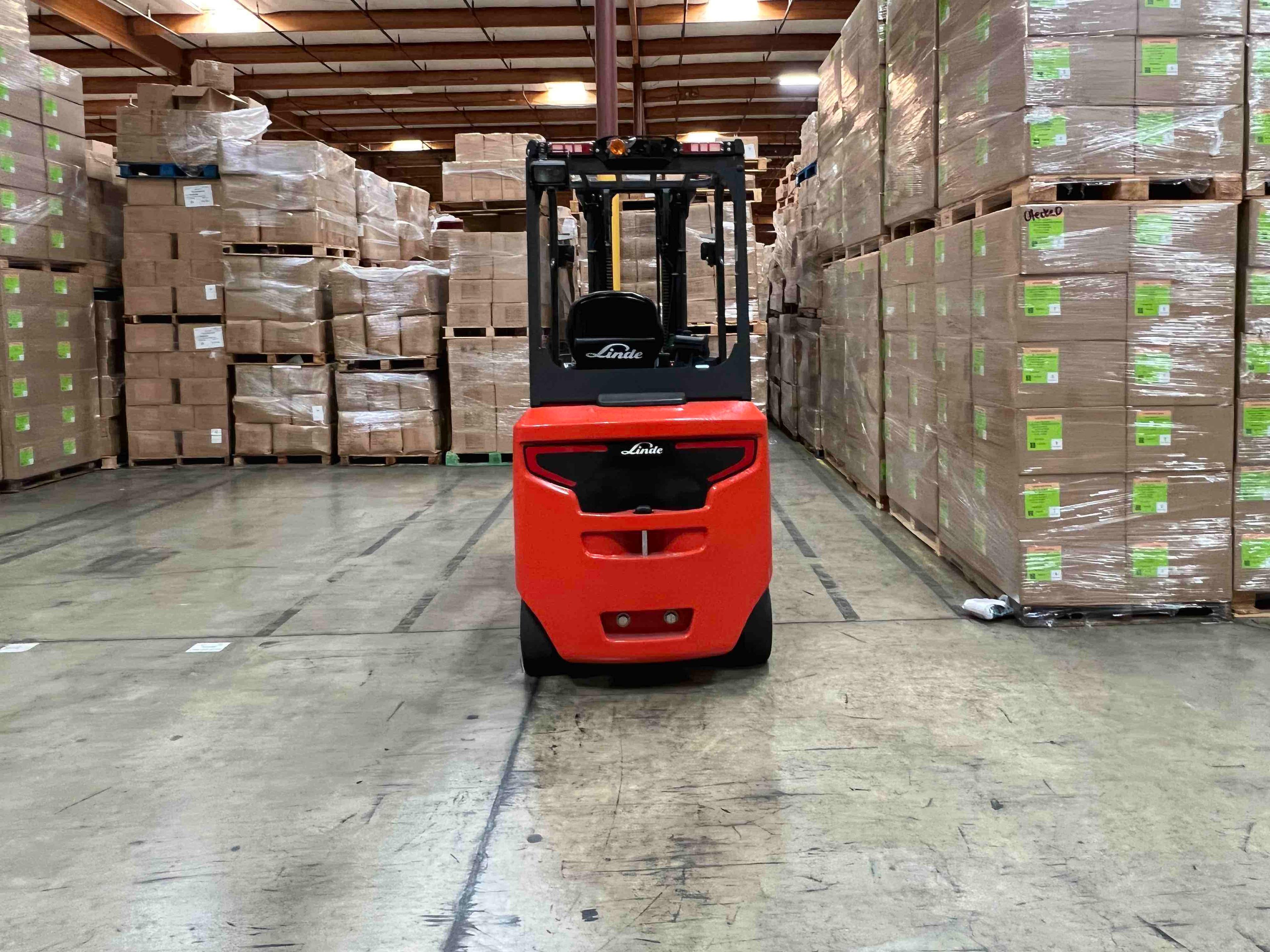 Main Image Used 2021 LINDE E25C_1347 Forklift – Electric Sit Down 4 Wheel, 5000 lb Capacity, 91” Mast, 768 Hours – $41500.00 – Anaheim – View 3