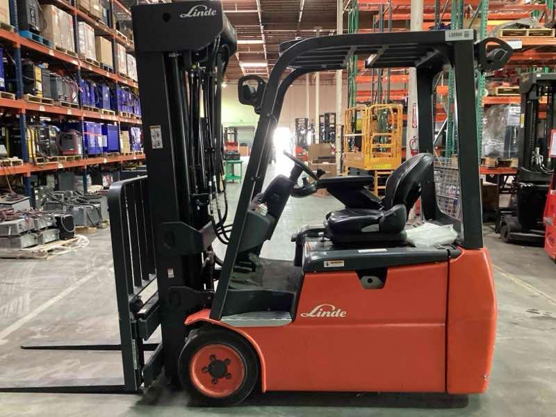 Main Image Demo 2022 LINDE E20_346-20 Forklift – Electric Sit Down 3 Wheel, 4000 lb Capacity, 89” Mast, 53 Hours – $49500.00 – Anaheim – View 1