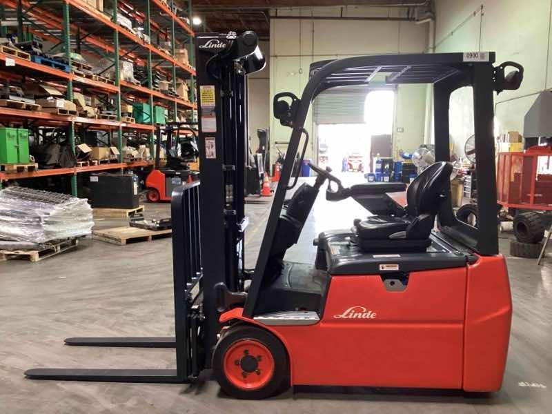 Main Image Used 2024 LINDE E18_346-20 Forklift – Electric Sit Down 3 Wheel, 3500 lb Capacity, 87” Mast, 194 Hours – $39909.00 – Anaheim – View 1