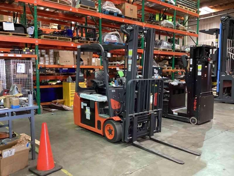 Main Image Used 2022 LINDE E18_346-20 Forklift – Electric Sit Down 3 Wheel, 3500 lb Capacity, 91” Mast, 3108 Hours – $27500.00 – Anaheim – View 4