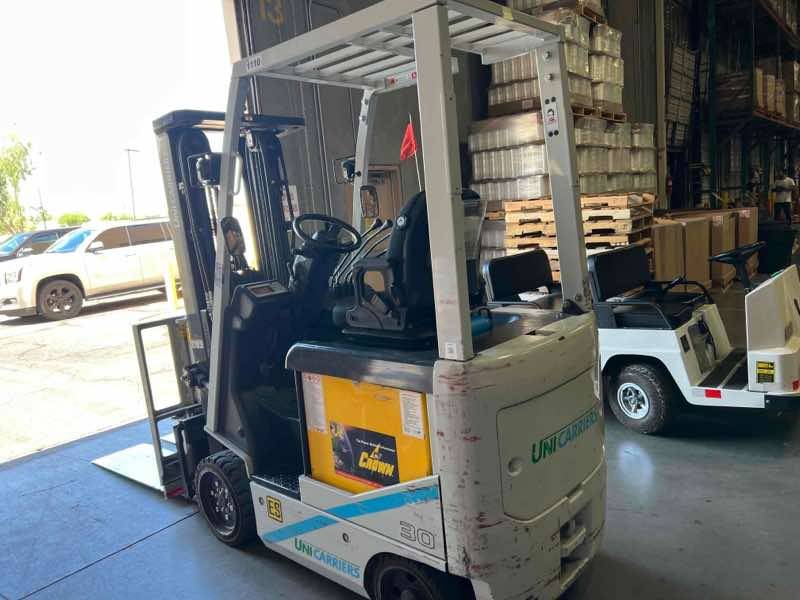 NISSAN BXC30N Electric Sit Down 4 Wheel forklift, 3000 capacity, 187 lift height. Serial CJ1B1-991110, Year 2017.