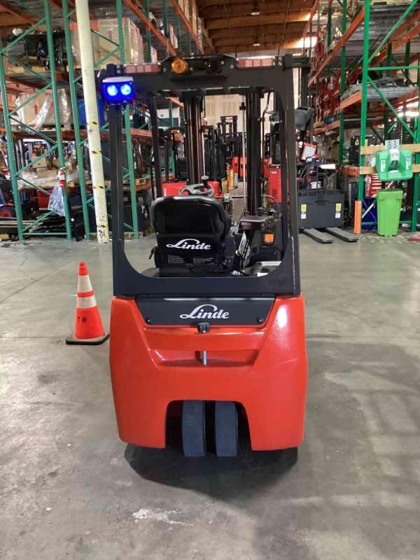 Main Image Used 2022 LINDE E18_346-20 Forklift – Electric Sit Down 3 Wheel, 3500 lb Capacity, 87” Mast, 1466 Hours – $37000.00 – Anaheim – View 3