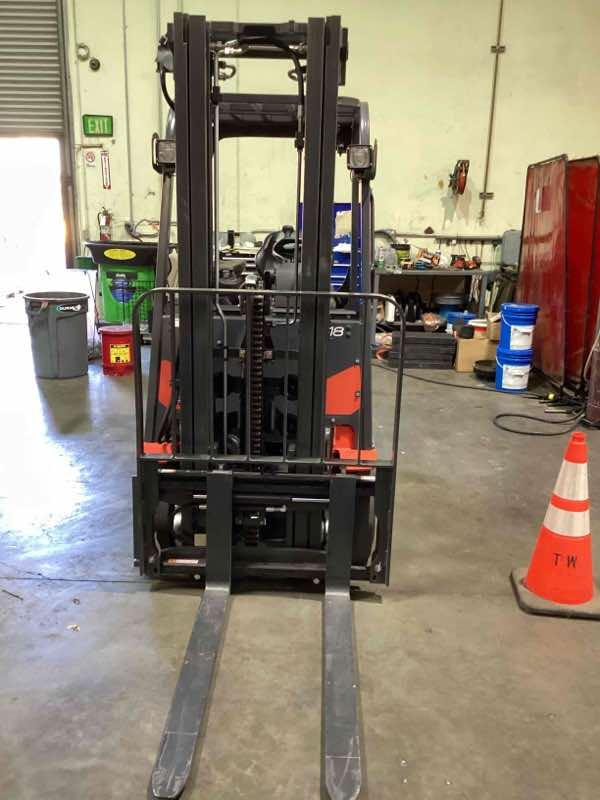 Main Image Used 2022 LINDE E18_346-20 Forklift – Electric Sit Down 3 Wheel, 3500 lb Capacity, 87” Mast, 1466 Hours – $37000.00 – Anaheim – View 4