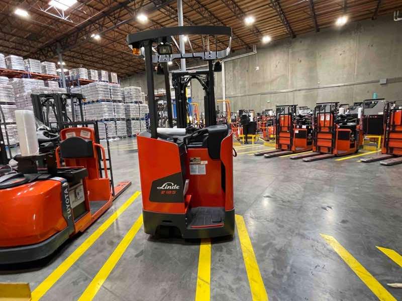 Main Image Used 2022 LINDE E18S_1346-20 Forklift – Electric Stand Up Counterbalance, 3500 lb Capacity, 84” Mast, 360 Hours – $56500.00 – Anaheim – View 4
