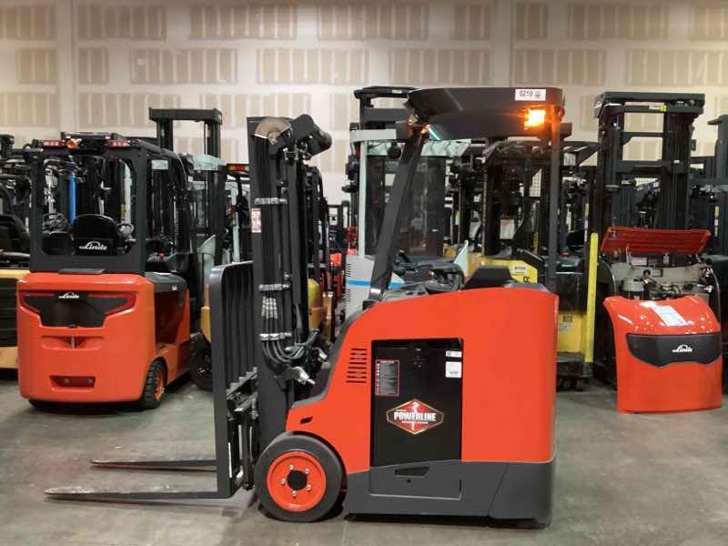 Main Image Used 2022 LINDE E18S_1346-20 Forklift – Electric Stand Up Counterbalance, 3500 lb Capacity, 84” Mast, 786.1 Hours – $56500.00 – Anaheim – View 1