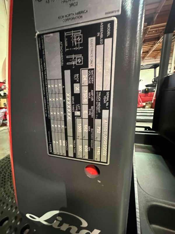 Main Image New 2022 LINDE EWR40_1101-02-27X96-PS Forklift – Double Rider Jack, 4000 lb Capacity, 3” Mast, 1 Hours – $18650.00 – Anaheim – View 4