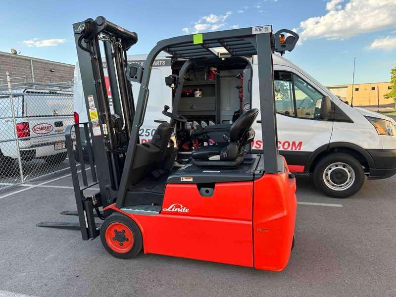 Main Image New 2022 LINDE E18_346-20 Forklift – Electric Sit Down 3 Wheel, 3500 lb Capacity, 91” Mast, 8 Hours – $46500.00 – Salt Lake City – View 1