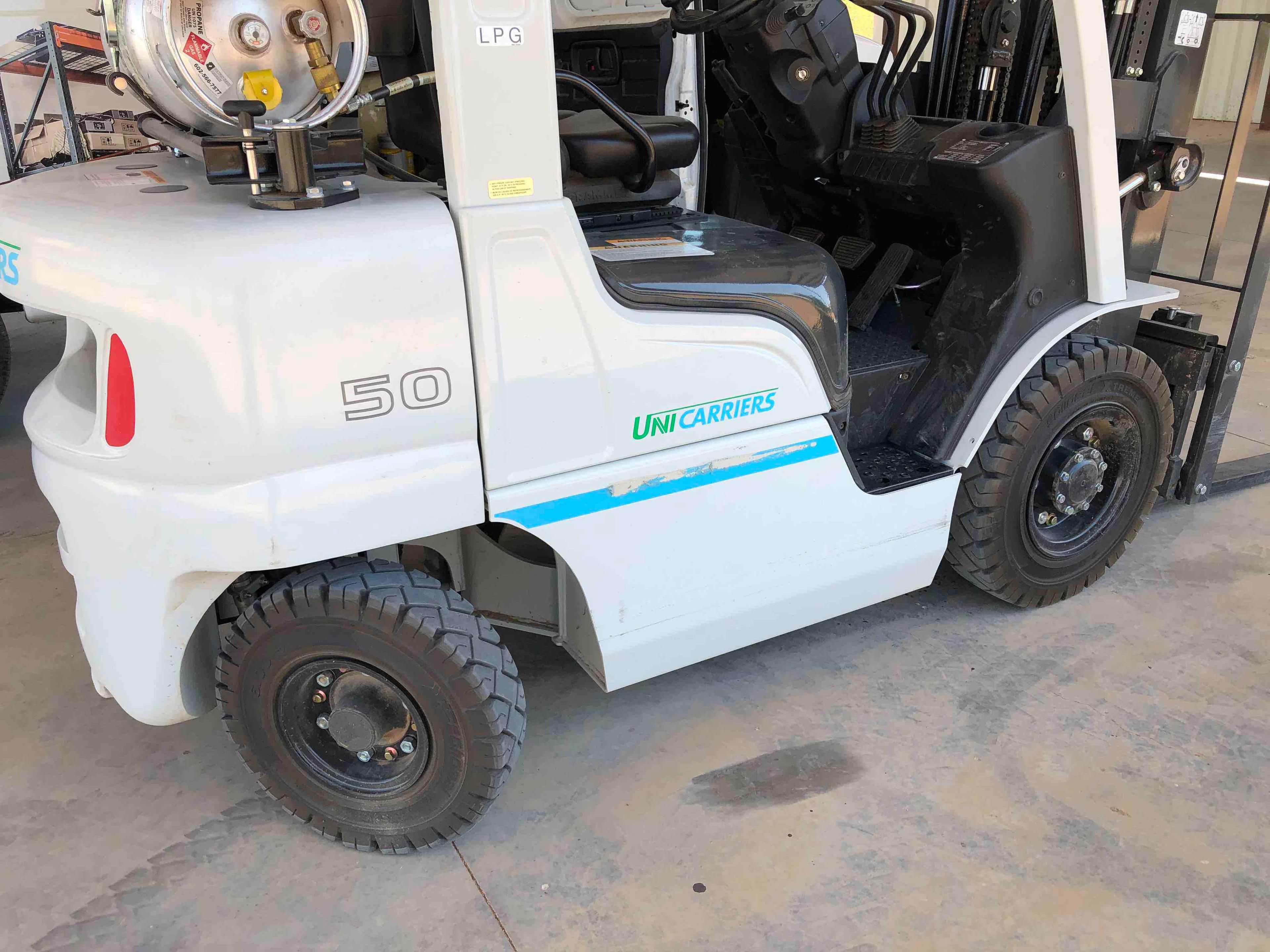 Main Image Used 2020 NISSAN PF50LP Forklift – LPG Pneumatic, 5000 lb Capacity, 87” Mast, 2640 Hours – $29500.00 – Phoenix – View 3