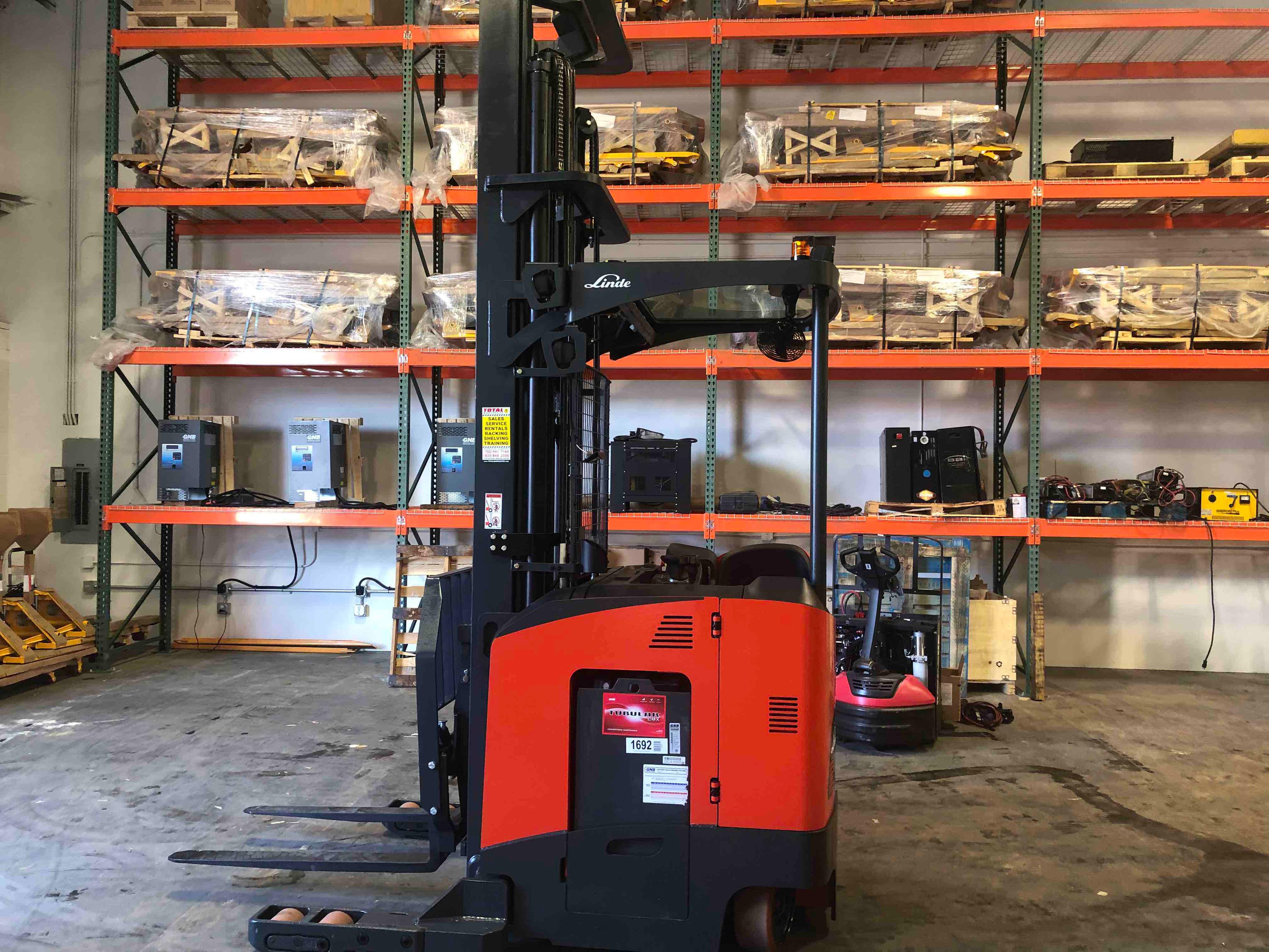Main Image Used 2021 LINDE R17SX_5195 Forklift – Stand Up Reach, 3500 lb Capacity, 139” Mast, 4132 Hours – $39500.00 – Anaheim – View 4