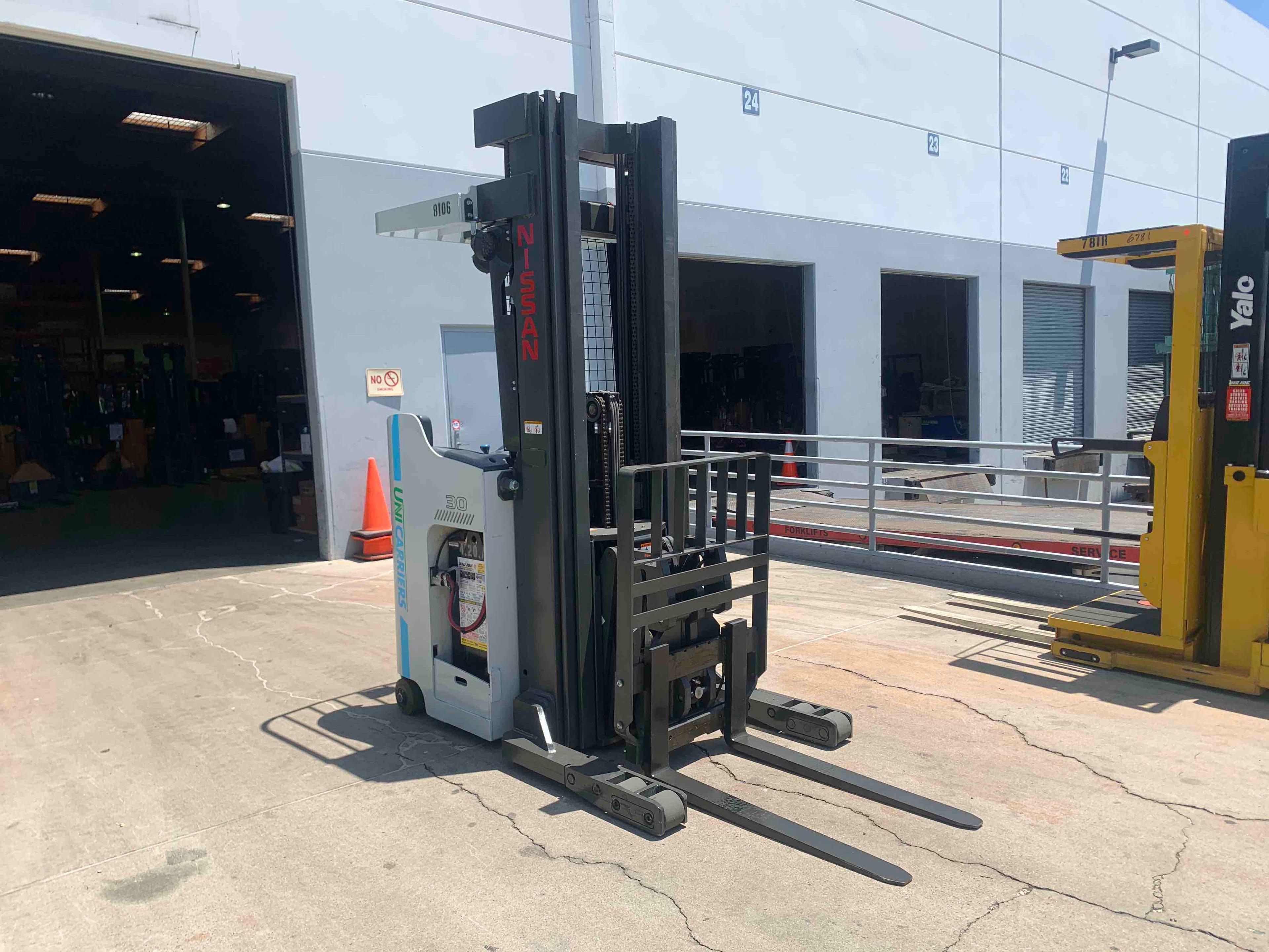 Main Image Used 2016 NISSAN SRX30NDF Forklift – Stand Up Double Reach, 3000 lb Capacity, 107” Mast, 5076.9 Hours – $26250.00 – Anaheim – View 1