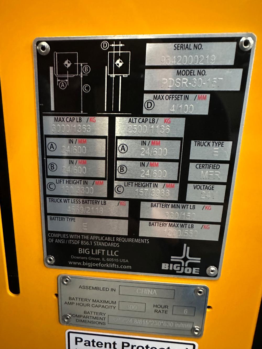 Main Image Big Joe PDSR30-157 Walkie Reach Stacker, photo 5 of 5