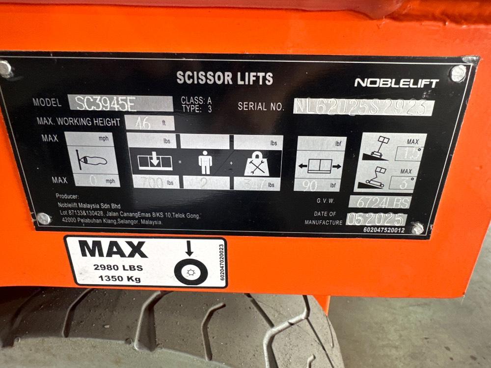 Main Image Noblelift SC3945 Scissor Lift, photo 4 of 4