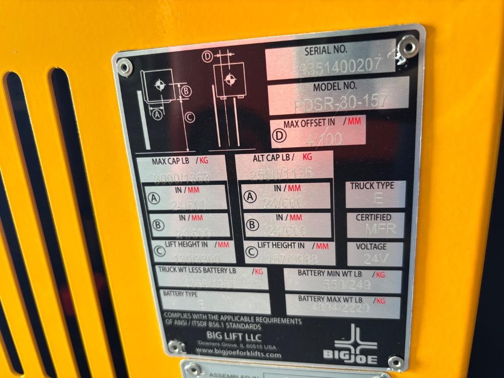 Main Image Big Joe PDSR30-157 Walkie Reach Stacker, photo 5 of 5